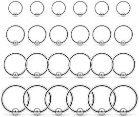 img 2 attached to 💉 Surgical Steel Tragus Hoop Earrings – 16g 14g 12g Captive Bead Ring Lip Septum Hoops Body Piercing Jewelry Set for Women and Men – 24 Pieces