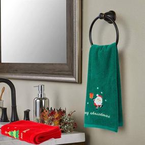 img 3 attached to 🎄 Christmas Hand Towels 100% Cotton: 14x29 inch, Bathroom Decorative Towel Set, Great Home & Kitchen Gift, Pack of 2 (Red & Green)