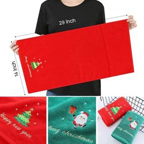 img 1 attached to 🎄 Christmas Hand Towels 100% Cotton: 14x29 inch, Bathroom Decorative Towel Set, Great Home & Kitchen Gift, Pack of 2 (Red & Green)