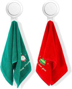 img 2 attached to 🎄 Christmas Hand Towels 100% Cotton: 14x29 inch, Bathroom Decorative Towel Set, Great Home & Kitchen Gift, Pack of 2 (Red & Green)