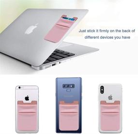 img 2 attached to 📱 Stick On Wallet Case for iPhone with Credit Card Holder, CASZONE Stretchy Lycra 3M Adhesive Slim Pockets Sleeves for Most Smartphones (iPhone/iPad/Android/LG), 2-Pack Pink