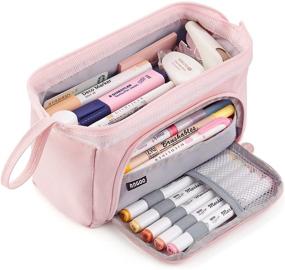 img 4 attached to 💼 HVOMO Large Capacity Pencil Case: Stylish & Portable Pen Bag for Students, Professionals, and Teens - Ideal Office or School Gift (Pink)