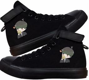 img 1 attached to 👟 Kpop Cartoon Sneakers - Jungkook, Jimin, Suga, V, Jin - DHSPKN Hiphop High-Top Canvas Shoes