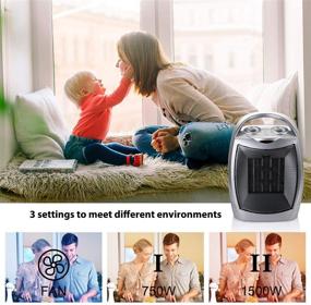 img 2 attached to 🔥 Silver Electric Portable Space Heater with Thermostat - Energy Efficient & Quiet Mini Ceramic Desk Heater for Indoor Use (750W/1500W)