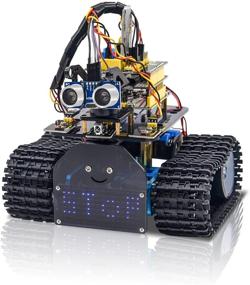 img 4 attached to 🤖 Powerful KEYESTUDIO Mini Tank Robot V2 Smart Car Kit for Arduino: Versatile Control, Advanced Features with IR Infrared and App Remote (iOS and Android), Light and Ultrasonic Tracking, 8X16 LED Panel, Ultrasonic Obstacle Avoidance