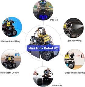 img 2 attached to 🤖 Мощный мини-робот-танк KEYESTUDIO V2 Smart Car Kit для Arduino: универсальное управление, продвинутые функции с ИК-инфракрасным и удаленным приложением (iOS и Android), световое и ультразвуковое отслеживание, светодиодная панель 8X16, ультразвуковое избегание препятствий