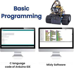 img 3 attached to 🤖 Мощный мини-робот-танк KEYESTUDIO V2 Smart Car Kit для Arduino: универсальное управление, продвинутые функции с ИК-инфракрасным и удаленным приложением (iOS и Android), световое и ультразвуковое отслеживание, светодиодная панель 8X16, ультразвуковое избегание препятствий