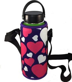 img 4 attached to Premium Neoprene Insulated Water Bottle Carrier for Hydro Flask & Klean Kanteen - Adjustable Shoulder Strap - Fits 18oz, 21oz, 32oz, 40oz Bottles