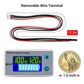 img 3 attached to 🔋 Цифровой монитор емкости батареи, DROK 10-100V 24V 36V 48V Тестер мощности, уровень процента оставшегося заряда батареи, напряжение по Фаренгейту, показатель температуры для морских судов и автодомов