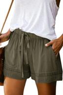 🩳 btfbm women's casual solid color elastic waist shorts with drawstring pockets - lightweight summer beach lounge pants logo