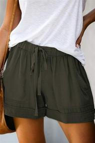 img 3 attached to 🩳 BTFBM Women's Casual Solid Color Elastic Waist Shorts with Drawstring Pockets - Lightweight Summer Beach Lounge Pants