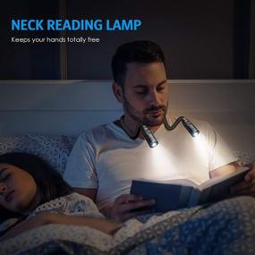 img 3 attached to 🔦 AMIR Upgraded LED Neck Reading Light: Brightness-Adjustable Book Light for Bedtime Reading, Knitting, and Camping, with Rechargeable Battery - Black