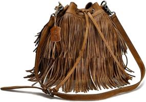 img 2 attached to 👜 ZLYC Women's Dip Dye Leather Boho Rogue Fringe Bag - Satchel Shoulder Handbag Crossbody