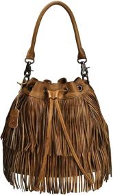 img 4 attached to 👜 ZLYC Women's Dip Dye Leather Boho Rogue Fringe Bag - Satchel Shoulder Handbag Crossbody