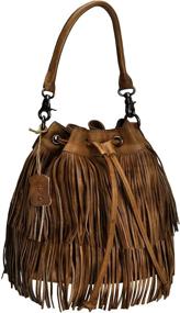 img 3 attached to 👜 ZLYC Women's Dip Dye Leather Boho Rogue Fringe Bag - Satchel Shoulder Handbag Crossbody
