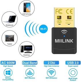 img 2 attached to 🔌 MiiLink AC600 USB WiFi Adapter for PC, Dual Band 5GHz / 2.4GHz WiFi Dongle, USB Wireless Adapter for Desktop / Laptop - Mini Size, Compatible with Windows XP/10/8/7/Vista, Mac OS 10.11-10.14 (No CD Required)