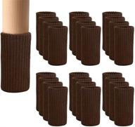 24 pcs chair leg socks: knitted elastic furniture booties for floor protection, scratch prevention, easy moving & noise reduction - coffee furniture leg covers logo