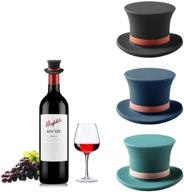 joso 3 pack silicone bottle caps: reusable rubber wine stoppers for wine, beer, champagne, soda - gentleman hat design - homebrew & kitchen gadgets логотип