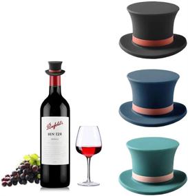 img 4 attached to Joso 3 Pack Silicone Bottle Caps: Reusable Rubber Wine Stoppers for Wine, Beer, Champagne, Soda - Gentleman Hat Design - Homebrew & Kitchen Gadgets