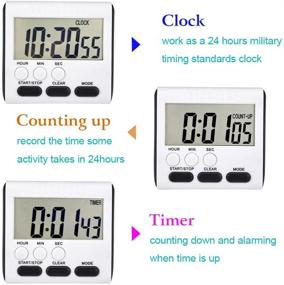 img 2 attached to ⏱️ Mudder 3 Pack Magnetic Kitchen Timers: 24-Hour Digital Alarm Clock Timer with Loud Alarm and Big Screen – Black