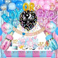 🎉 joyypop gender reveal decorations set - 105pcs gender reveal party supplies with gender reveal balloon, tablecloth, boy or girl foil balloon, blue or pink printed balloons, photo props - ideal for gender reveal party celebration логотип