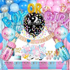 img 4 attached to 🎉 JOYYPOP Gender Reveal Decorations Set - 105pcs Gender Reveal Party Supplies with Gender Reveal Balloon, Tablecloth, Boy OR Girl Foil Balloon, Blue or Pink Printed Balloons, Photo Props - Ideal for Gender Reveal Party Celebration