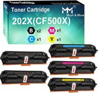 🖨️ mm much & more compatible toner cartridge set for hp 202x & 202a printers - cf500x cf501x cf502x cf503x (2 black, 1 cyan, 1 magenta, 1 yellow, 5-pack) logo