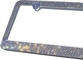 img 3 attached to 💎 Custom Metal Chrome Diamond Bling Glitter Rhinestone License Plate Frame with 12 Rows of Sparkling Diamonds - 1pc