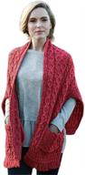 luxurious ladies merino wool wrap: 100% pure irish wool, one size fits all, elegant red shade logo