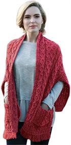 img 1 attached to Luxurious Ladies Merino Wool Wrap: 100% Pure Irish Wool, One Size Fits All, Elegant Red Shade