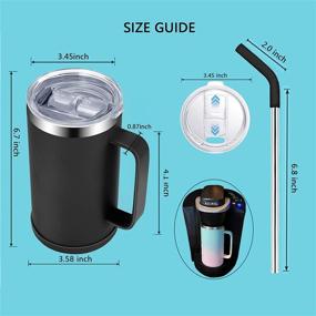 img 1 attached to 🥤 Pizkiru 24 oz Vacuum Insulated Cup: Keeps Drinks Cold for 15 Hours, No Sweat, with Handle, Slide Lid and Straw - Stainless Steel Coffee Mug, Perfect for Water, Beer, Camping - Black