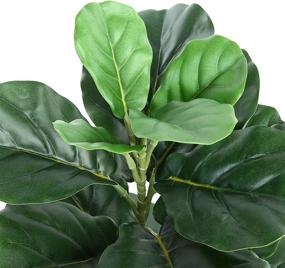 img 2 attached to Enhance Your Space with Ferrgoal Artificial Fiddle Leaf Fig Plant - 22 Inch Fake Ficus Lyrata Tree in Pot and Woven Seagrass Basket - Perfect Indoor/Outdoor Office Decor