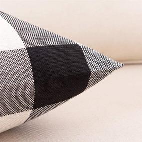 img 1 attached to 🔳 HaiMay Pack of 6 - 18x18 Inch Pillow Cover, Buffalo Plaid Black White Check, Plaid Cushion Decorative Pillows, Cotton Linen Throw Pillow Covers