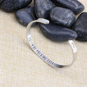 img 2 attached to 💪 Yiyang Hand Stamped Bracelet Cuff Bangle for Women - Wake Up Kick Ass Repeat - Stainless Steel Feminist Jewelry