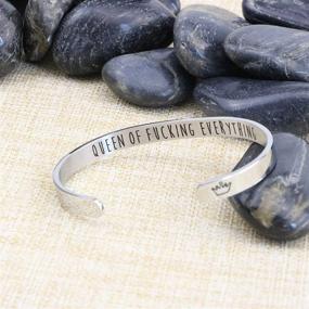 img 1 attached to 💪 Yiyang Hand Stamped Bracelet Cuff Bangle for Women - Wake Up Kick Ass Repeat - Stainless Steel Feminist Jewelry