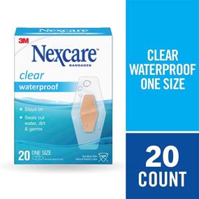 img 2 attached to 🩹 Nexcare Waterproof Hypoallergenic Bandages, Clear, 1.06" x 2.25", One Size, Brown, 20 Count