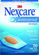 🩹 nexcare waterproof hypoallergenic bandages, clear, 1.06" x 2.25", one size, brown, 20 count логотип