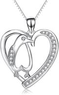 🐧 penguin necklace - 925 sterling silver cubic zirconia penguin pendant, heart-shaped jewelry for women and girls, 18 inches logo