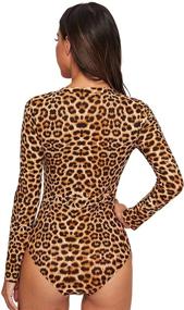 img 3 attached to MAKEMECHIC Leopard Stretchy Bodysuit Leotard Women's Clothing for Bodysuits