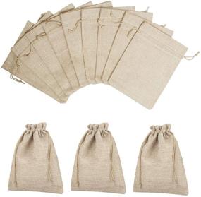 img 2 attached to 🎁 25 Pieces of Burlap Drawstring Linen Pouches for Wedding Favors, DIY Craft, Present, Snacks - 7" x 5" Burlap Gift Bags