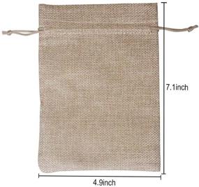 img 3 attached to 🎁 25 Pieces of Burlap Drawstring Linen Pouches for Wedding Favors, DIY Craft, Present, Snacks - 7" x 5" Burlap Gift Bags