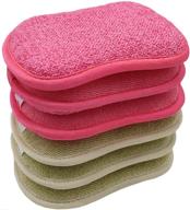 🧽 effortless cleaning: 6-pack premium multi-purpose scrub sponges for kitchen dishes - non-scratch microfiber sponge with heavy duty scouring power logo