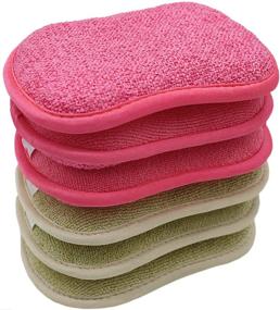 img 4 attached to 🧽 Effortless Cleaning: 6-Pack Premium Multi-Purpose Scrub Sponges for Kitchen Dishes - Non-Scratch Microfiber Sponge with Heavy Duty Scouring Power