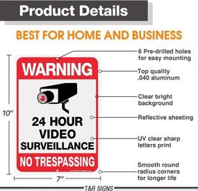 img 3 attached to 🚫 24 Hour Video Surveillance Sign, No Trespassing – Aluminum Warning Sign 10x7 Inches – Reflective, Protected, Waterproof & Fade Resistant Metal Sign – Pack of 4