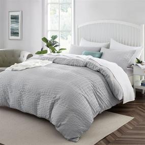 img 4 attached to Seersucker Textured Duvet Comforter Pillow
