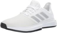 👟 white matte silver men's adidas gamecourt shoes логотип