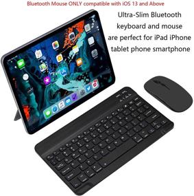 img 3 attached to 💻 Ultra-Slim Bluetooth Keyboard and Mouse Combo: Rechargeable Wireless Set for Apple iPad, iPhone, Samsung, and Android Devices - iOS 13 and Above, Windows Compatible (Black)