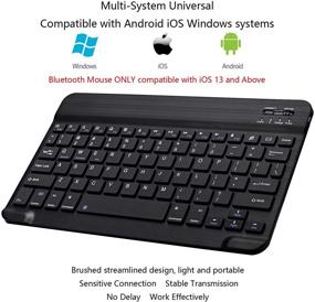 img 2 attached to 💻 Ultra-Slim Bluetooth Keyboard and Mouse Combo: Rechargeable Wireless Set for Apple iPad, iPhone, Samsung, and Android Devices - iOS 13 and Above, Windows Compatible (Black)