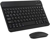 💻 ultra-slim bluetooth keyboard and mouse combo: rechargeable wireless set for apple ipad, iphone, samsung, and android devices - ios 13 and above, windows compatible (black) logo