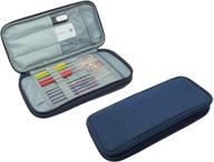 clorcy dark blue knitting needle case: compact, stylish, 🧶 and durable - perfect for storing 10-inch double-layer needles (case only) logo